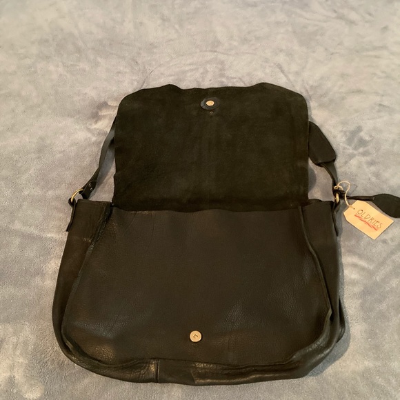 New Oldrie Large Leather Cross Body Bag Shoulder Messenger Bag Satchel Black - Picture 9 of 15